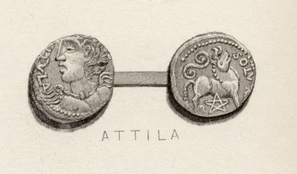 Münze aus der Zeit Attilas, des Königs der Hunnen