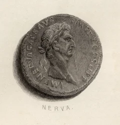 Münze aus der Zeit von Nerva Caesar Augustus