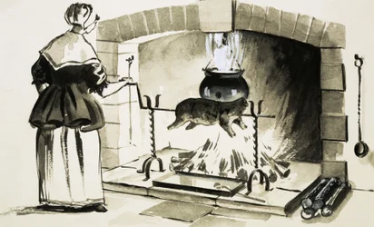 Kochen mit einem Spieß