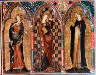 Krönung der Heiligen Maria, zu ihrer Linken König David, vom rechten Flügel des Kreuzigungsaltars