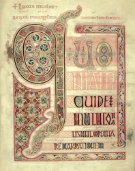 Incipit-Seite zum Evangelium des Heiligen Lukas, aus den Lindisfarne Gospels