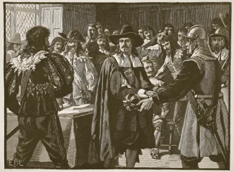 Cromwell löst das Lange Parlament auf, Illustration aus Cassells Illustrierter Geschichte Englands