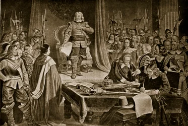 Cromwell lehnt die Krone ab, Illustration aus Hutchinsons Geschichte der britischen Nation, ca. 1923