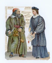 Ausschnitt von Shylock und Portia aus Der Kaufmann von Venedig