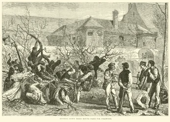 Bäume fällen rund um Paris für Brennholz, Oktober 1870