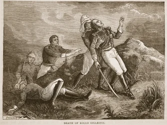 Tod von Rollo Gillespie, Illustration aus Cassells Illustrierter Geschichte Indiens von James Grant, veröffentlicht 1879