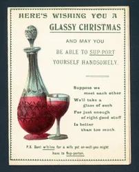 Dekanter und Glas Rotwein, Weihnachtskarte