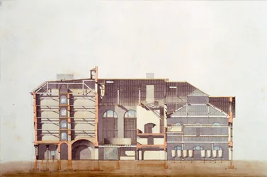 Entwurf für die Hirschbrauerei, Originalmanuskriptzeichnung aus den Büros von George Saunders, ca. 1807