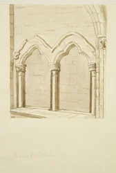 Detail der Architektur im Eingang zur Stadtschule [Queen Elizabeth