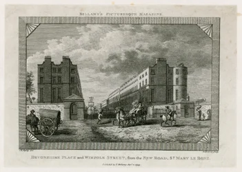 Devonshire Place und Wimpole Street von der New Road, St Marylebone