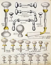Türgriffe, aus einem Handelskatolog für Haushaltswaren und Einrichtungsgegenstände, ca. 1890-1910