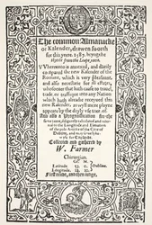 Doppelalmanach (gemein und neu) und Prognostikation für Dublin für 1587 von W. Farmer, gedruckt von Watkins und Roberts, 1587