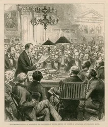 Dr. Schiemann berichtet über seine Entdeckungen in Mykene vor der Society of Antiquaries im Burlington House