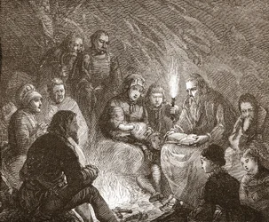 Versteckte niederländische Protestanten, Illustration aus Die Geschichte des Protestantismus von James Aitken Wylie, veröffentlicht 1878