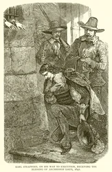 Earl Strafford auf dem Weg zur Hinrichtung, erhält den Segen von Erzbischof Laud, 1641