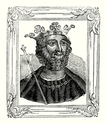 Edward II wurde 1284 geboren, 1308 gekrönt und 1328 ermordet (Gravur)