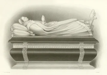 Abbild von Maria Stuart auf ihrem Grab in der Westminster Abbey