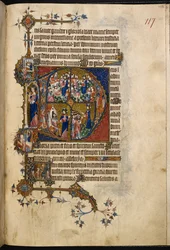 Egerton MS 3277, f.123r, Große historiierte Initiale 
