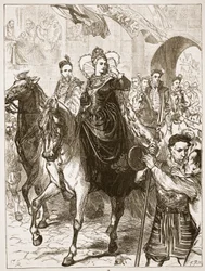 Elisabeths öffentlicher Einzug in London, Illustration aus Cassells Illustrierter Geschichte Englands