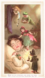 Elfen liefern Weihnachtsgeschenke, Weihnachtskarte