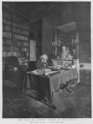 Ernest Renan, französischer Philosoph und Religionshistoriker, in seinem Arbeitszimmer