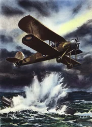 Fairey Swordfish versenkt ein U-Boot in der Nordsee
