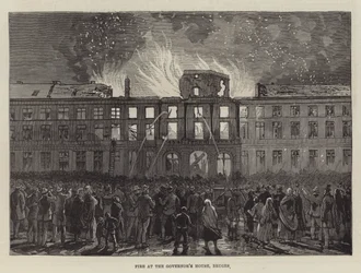 Feuer im Gouverneurshaus, Brügge (Gravur)