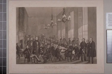 Erstes Chartistentreffen, British Coffee House in der Cockspur Street, 1839