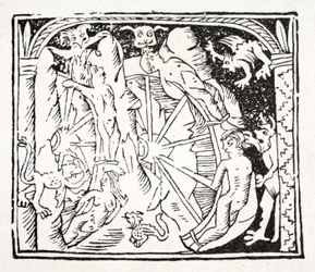 Erstes: Lazarus, was er in der Hölle gesehen hat - Räder wie Windmühlen auf einem Berg, die sich ständig drehen und die Stolzen halten