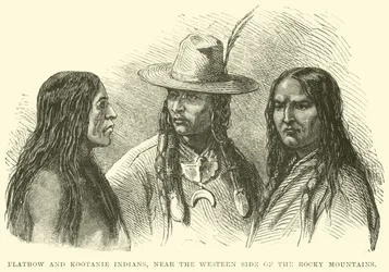Flatbow- und Kootanie-Indianer nahe der Westseite der Rocky Mountains
