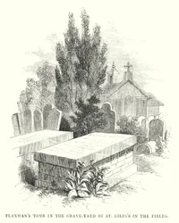 Flaxmans Grab im Friedhof von St. Giles in the Fields (Gravur)