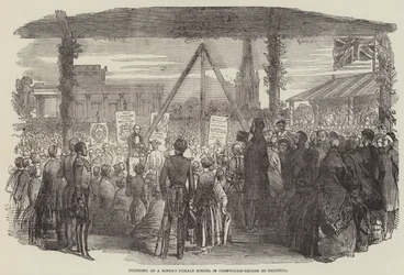 Gründung einer Hindoo-Mädchenschule auf dem Cornwallis-Platz in Kalkutta