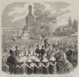 Freie Eröffnung der Gärten der Royal Horticultural Society am Jahrestag des Geburtstags des verstorbenen Prinzgemahls (Stich)