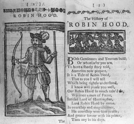Frontispiz und Anfangszeilen zu Die Geschichte von Robin Hood