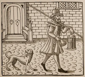 Frontispiz aus The Bellman of London, von Thomas Dekker (1572-1632), 1616 (Sepia-Foto)