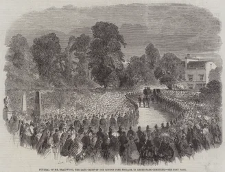 Beerdigung von Mr. Braidwood, dem verstorbenen Chef der Londoner Feuerwehr, auf dem Abney-Park-Friedhof (Gravur)