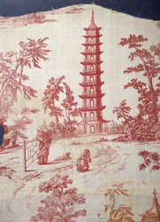 Gartenszene mit Pagodendekor von William Chambers (1723-96) (plattenbedrucktes Leinen und Baumwolle)