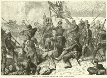 General Von Budretzky führt den Angriff auf Le Bourget an, Oktober 1870