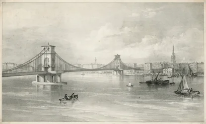 Gesamtansicht der Hungerford und Lambeth Hängebrücke