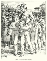 Geoff wird im Triumph davongetragen