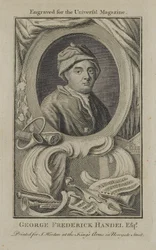 Georg Friedrich Händel, graviert für das Universal Magazine, ca. 1760