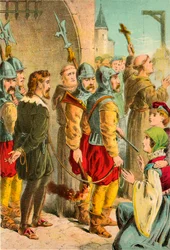 George Wishart wird zur Hinrichtung geführt