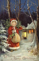 Mädchen im Weihnachtsmann-Outfit