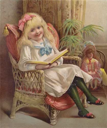 Mädchen, das in einem Stuhl liest