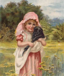 Mädchen mit einem Welpen