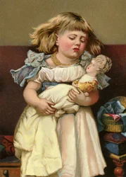 Mädchen mit kranker Puppe