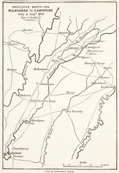 Havelocks Marsch von Allahabad nach Cawnpore, Juli & August 1857, aus Cassells Illustrierter Geschichte Englands