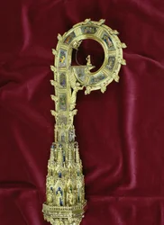 Kopf und Krummstab von William of Wykeham (ca. 1320-1404): Peter-Seite (Silber vergoldet) (Detail)