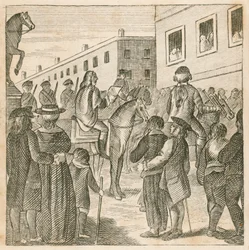 Herolde verkünden König Georg I. am Charing Cross, London