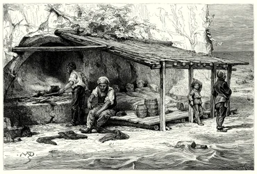 Hütten der Thunfischfänger: Bucht von Praelucca